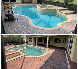 Before and After Pool Pavers Stripped and Sealed AquaBlast Pros