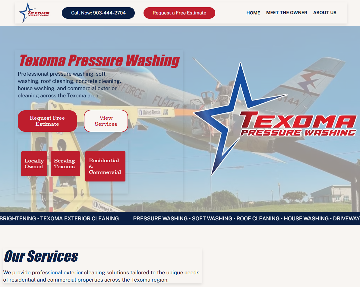 Pressure washing website build by Dab Marketing
