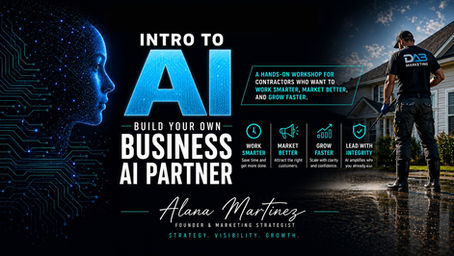 Intro to AI build your own business AI partner. Dab marketing provides a onsite workshop to help contractors build an AI Assistant they can use.