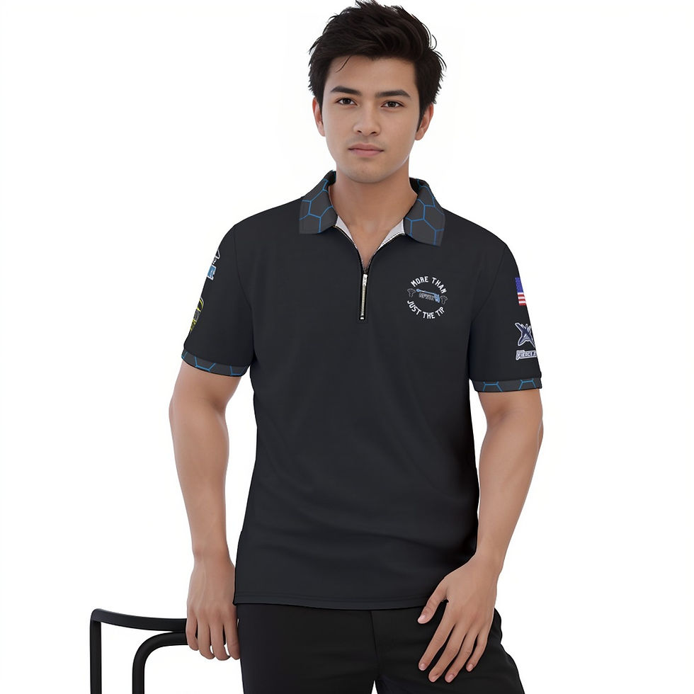 Zipper Polo: Fully Branded, All Over Print Shirts for Service Pros and Pressure Washers