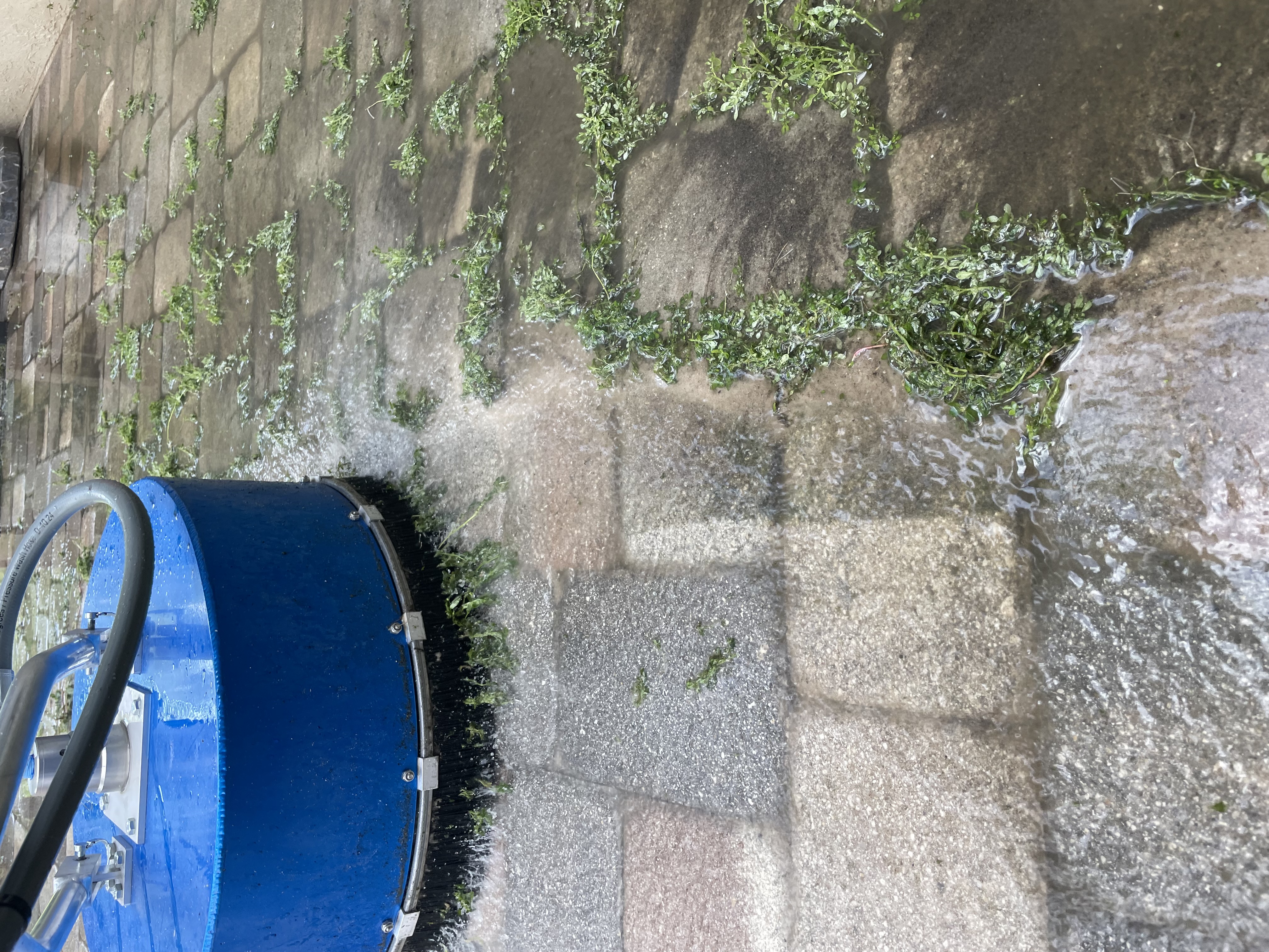 Professional pressure washing of a residential concrete driveway by Patrick's Pressure Washing, improving curb appeal and removing dirt and stains.