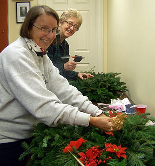 2 women Assembling Wreaths 2019 PatPix (
