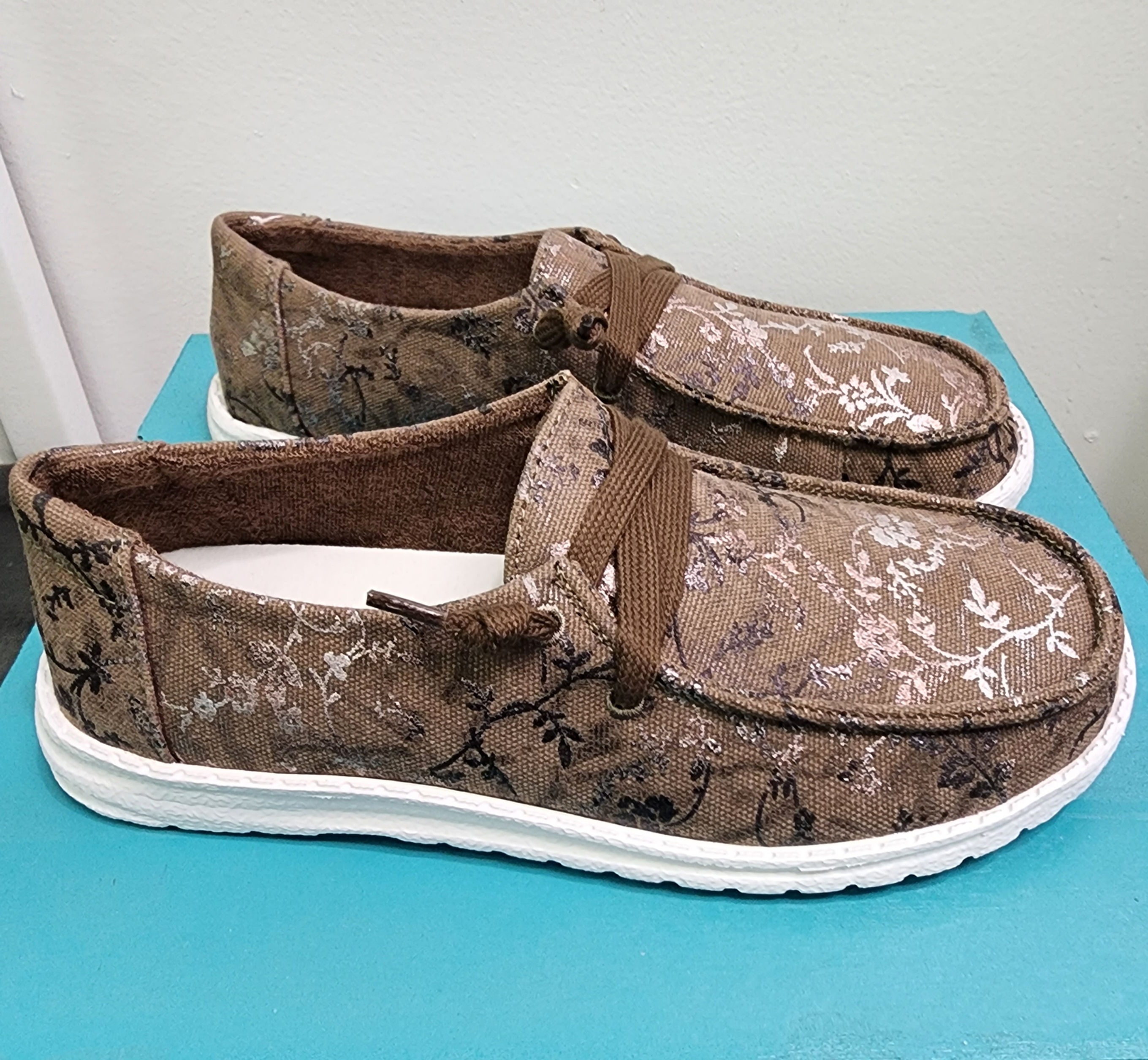 Gypsy Jazz "PAULINA" Tan Floral Slip On Shoes