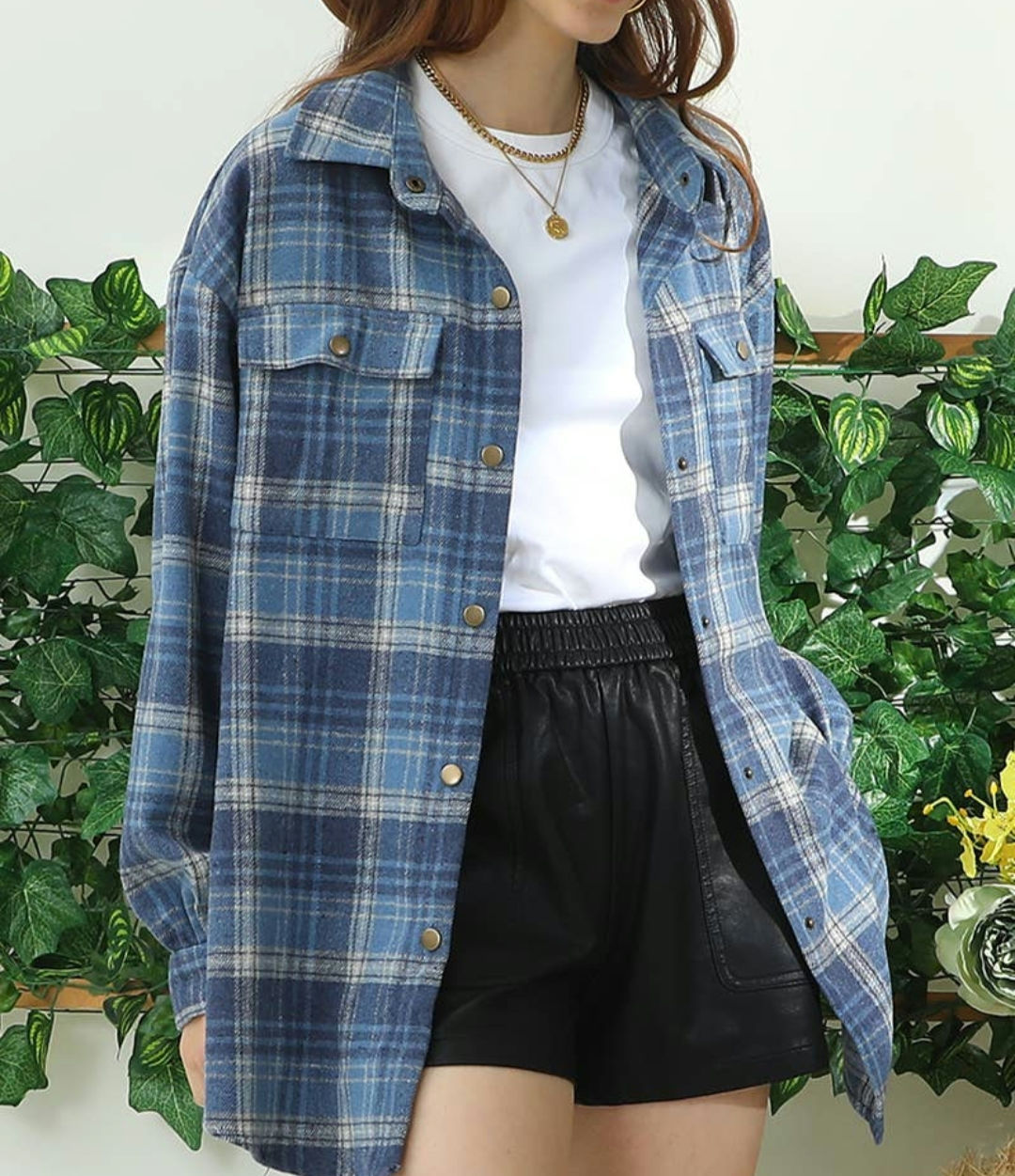 Navy Blue Denim Blue Snap Shacket Item 675