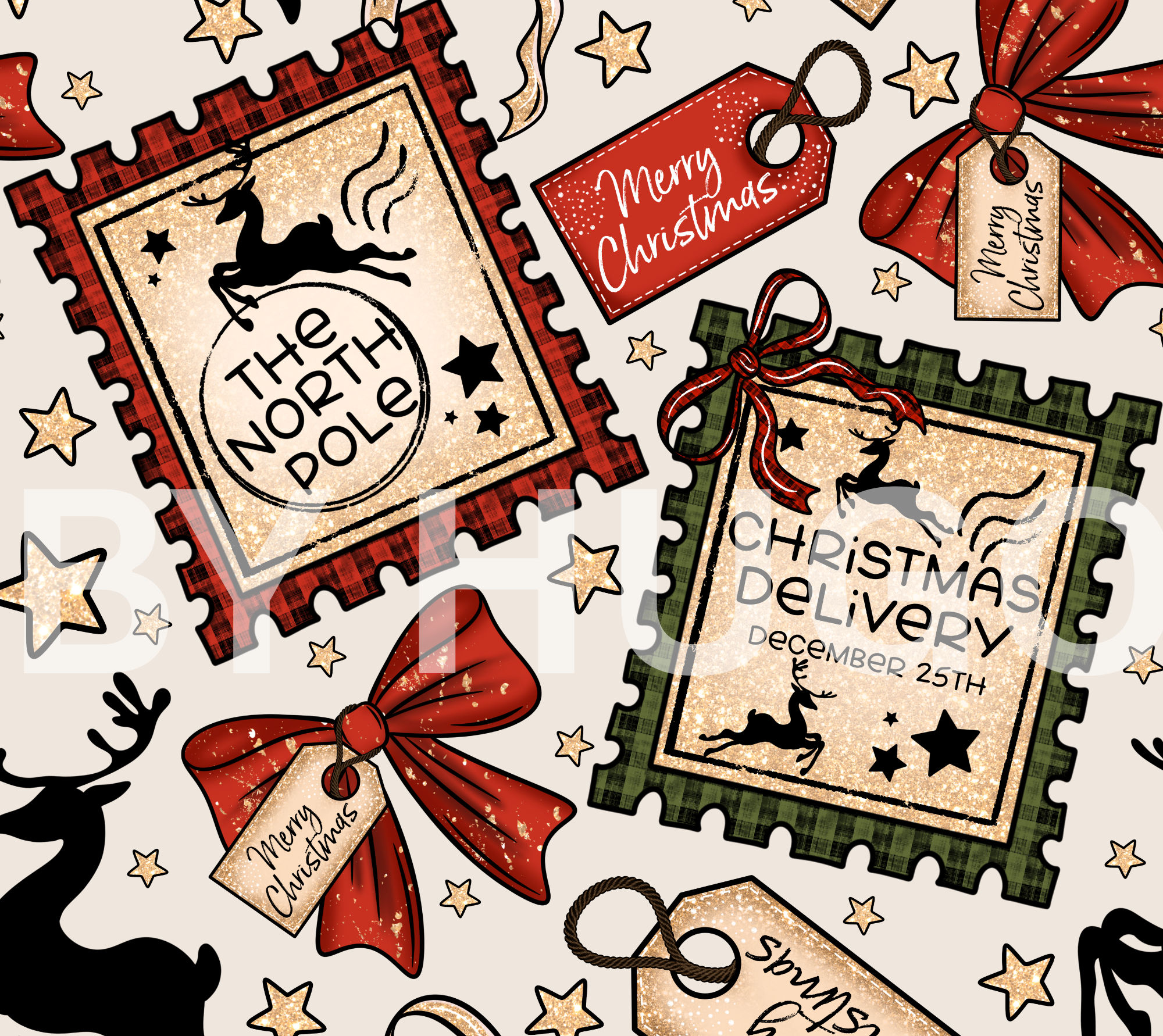 Christmas Stamps Large Clip