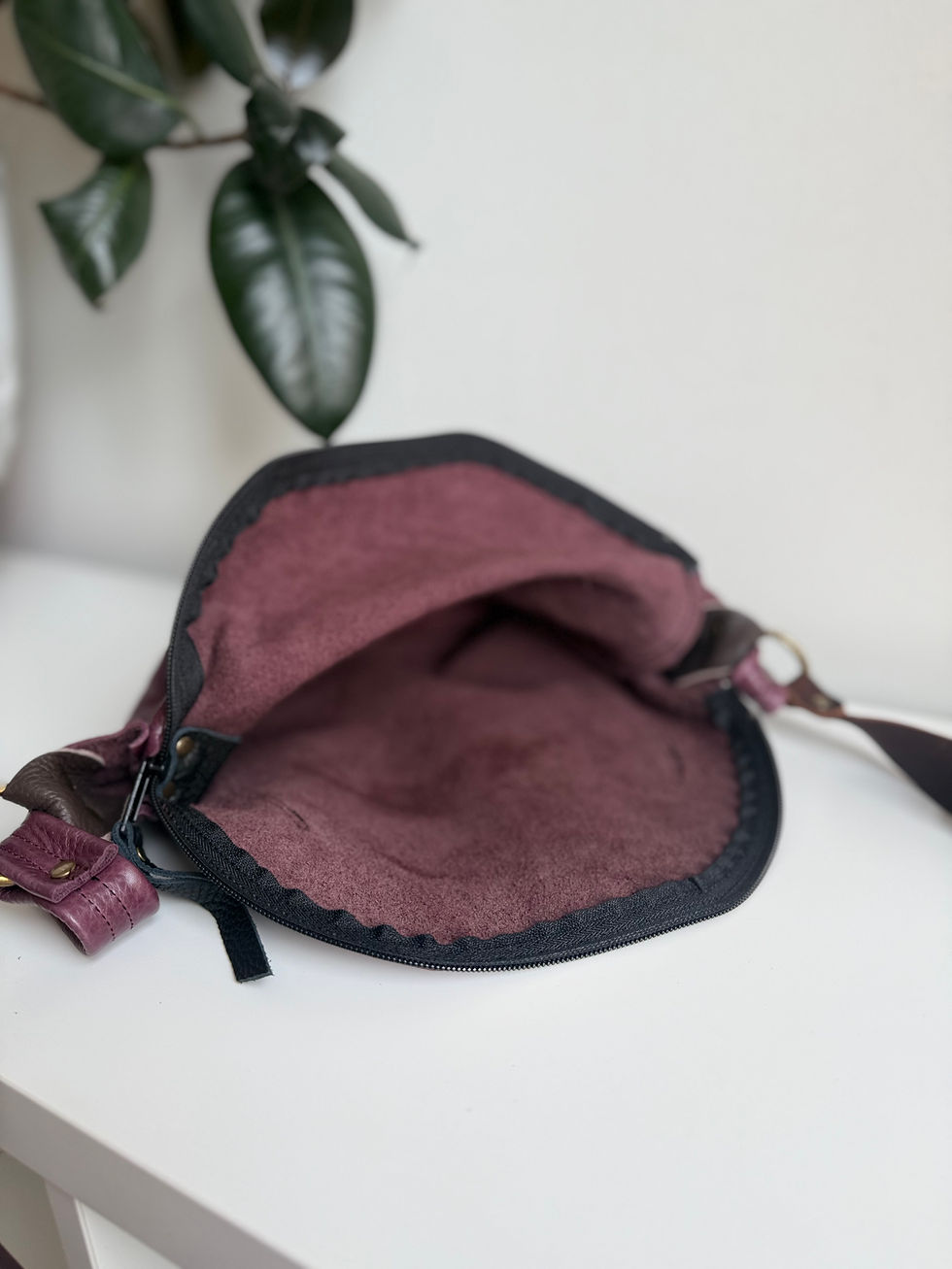 Thumbnail: Slouchy Caravan Bag | OOAK, mulberry+black