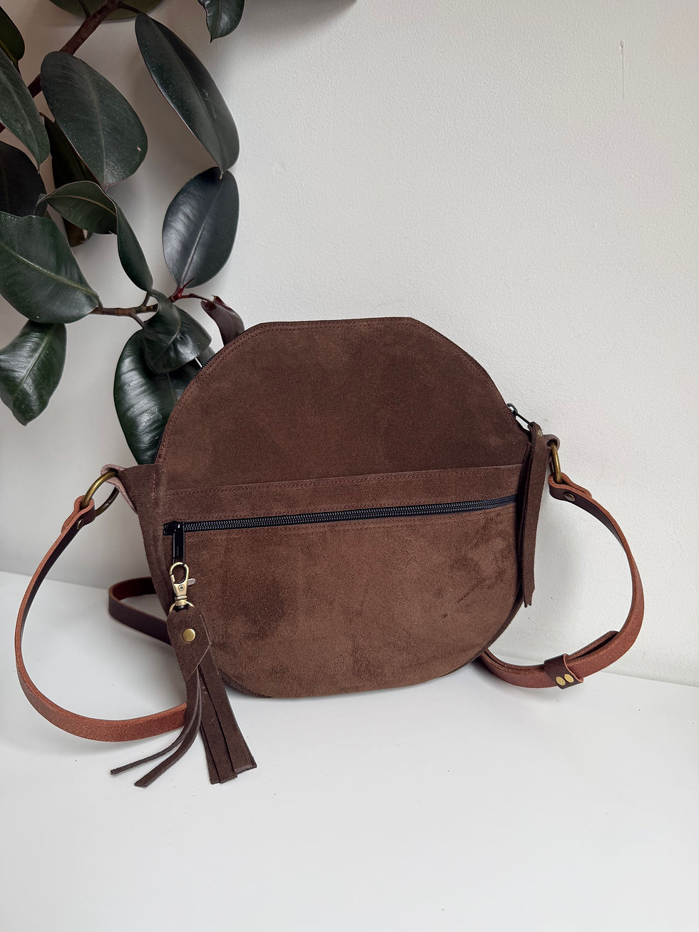 Thumbnail: Caravan Crossbody, OOAK | brown suede 002