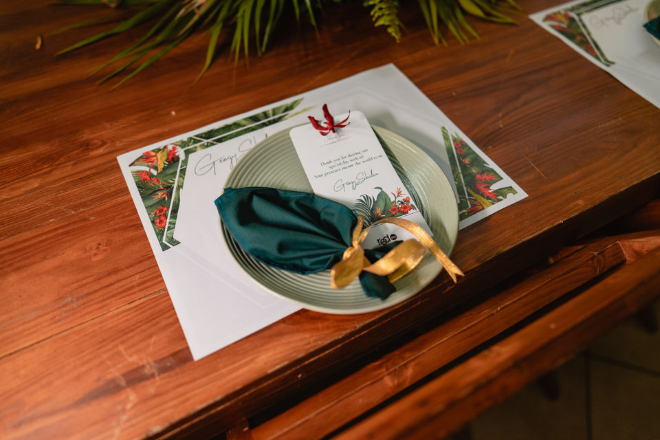 Kerala Christian theme wedding table setting.