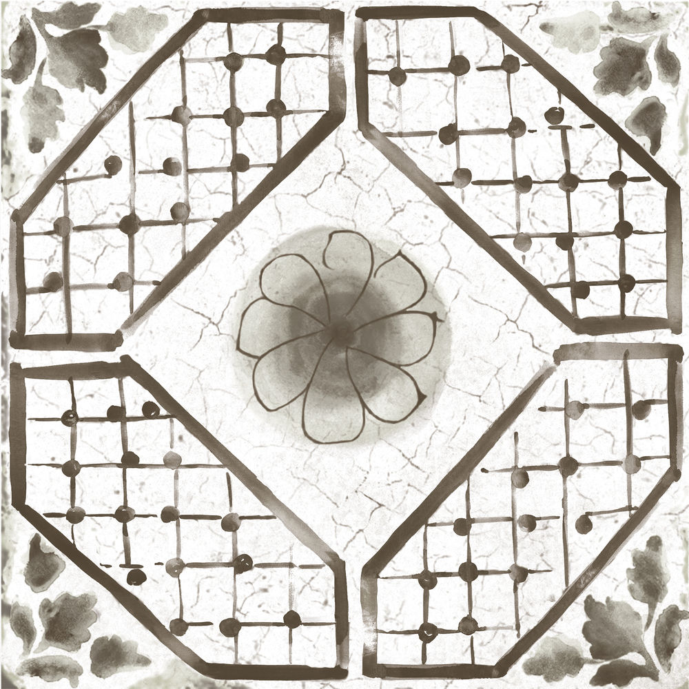 Керамогранит Maiolica Black pattern #3 60 × 60 см
