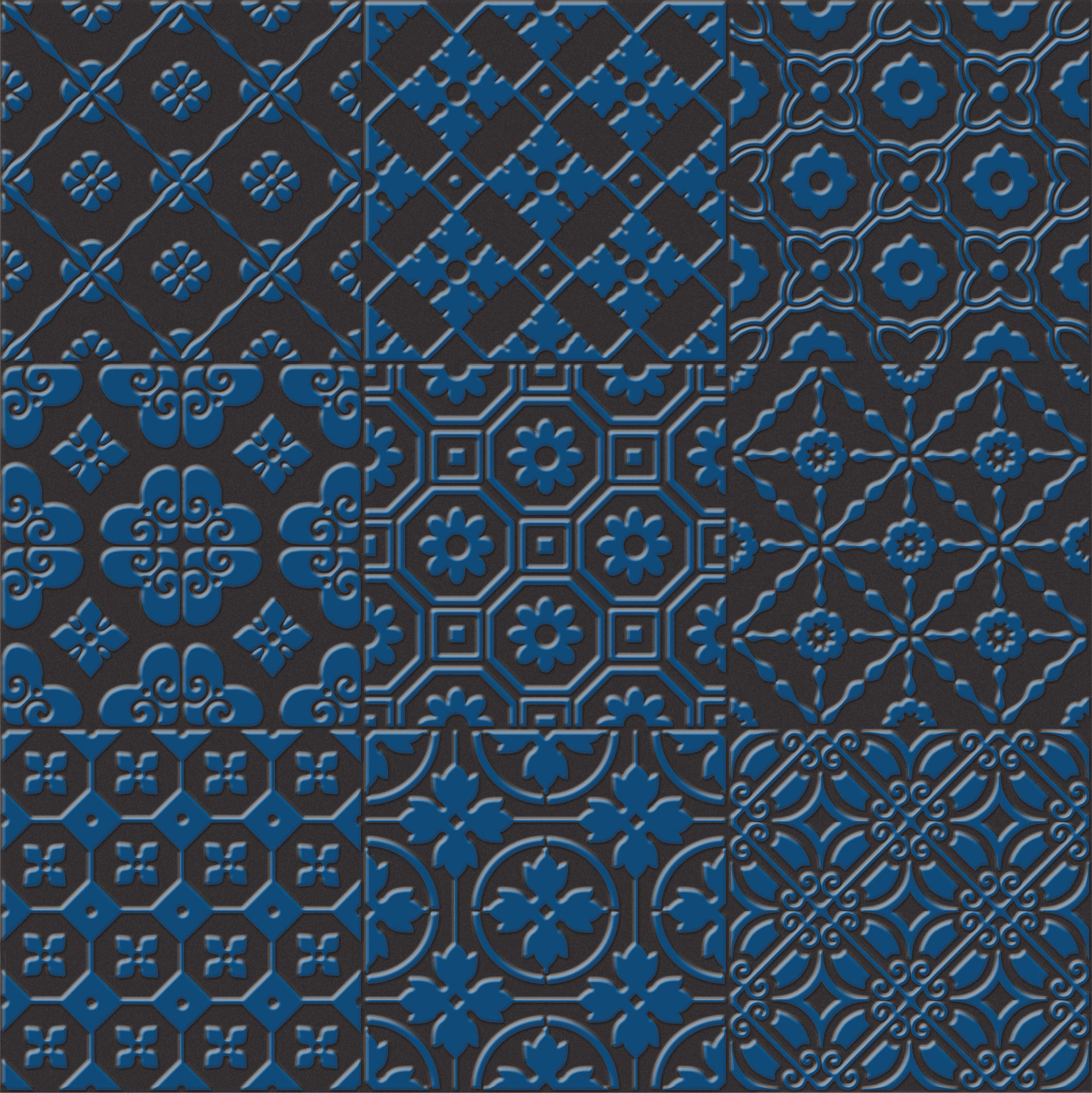 Керамогранит Bon Ton Blue On Black Base 20 х 20 см