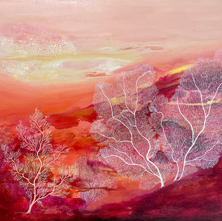 Resplendent Reef
Coral Reef painted in red, orange, peach and white with a splash of gold.