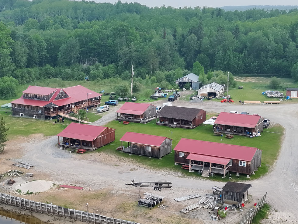 Aerial view of fishing camp