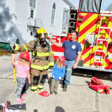Fire Safety and Fun: Cornish Fire Chief Calnan Engages Children at Bonney Memorial Library Storytime