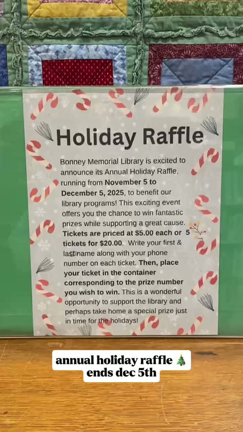 Bonney Memorial Library Annual Holiday Raffle 2025