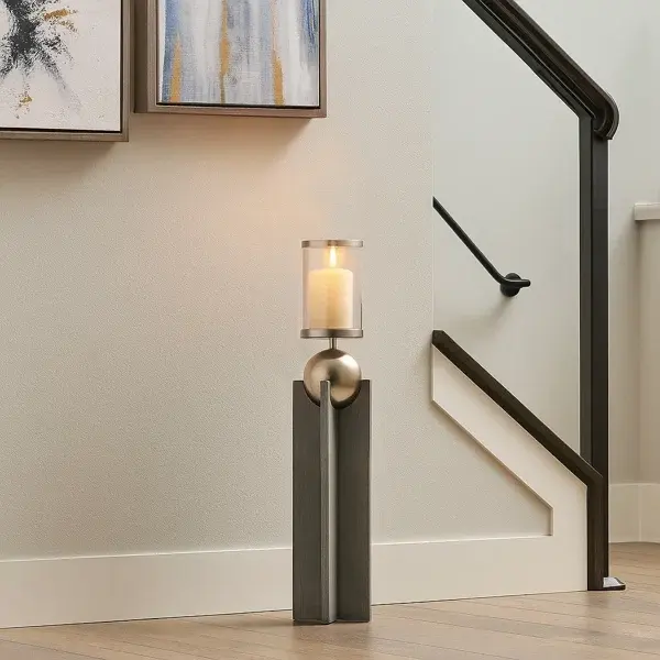 Thumbnail: Orb & Ash Floor Hurricane Candle Stand 36" H x 7" w x 7" D