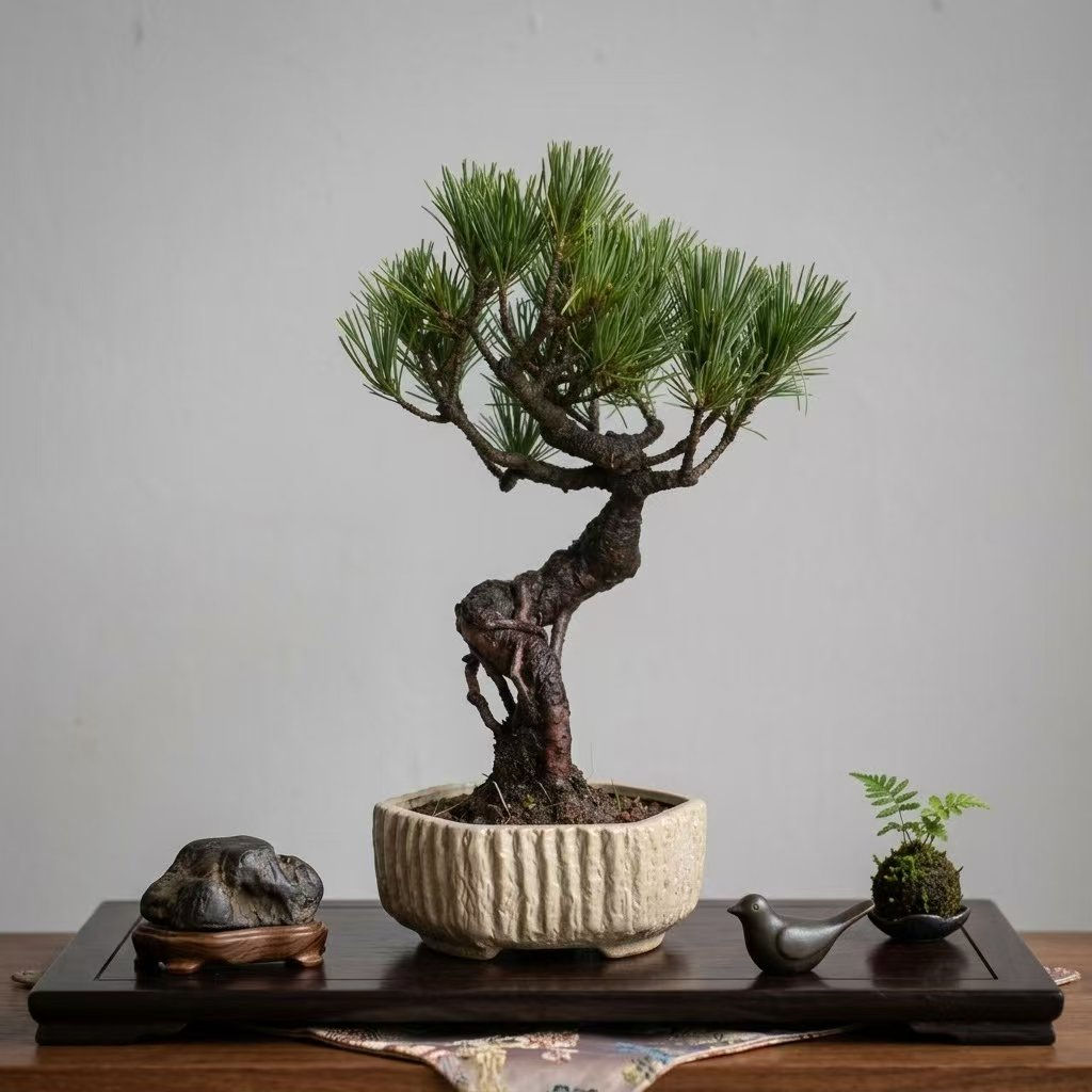 Pinus parviflora 'short leaf' (矮霸五针松/Japan white pine/Azuma Goyo) bonsai