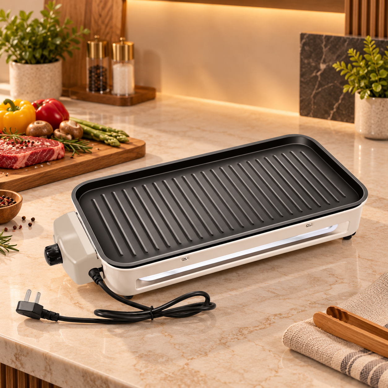Gril Électrique d’Intérieur Sans Fumée – Barbecue et Cuisson Polyvalente