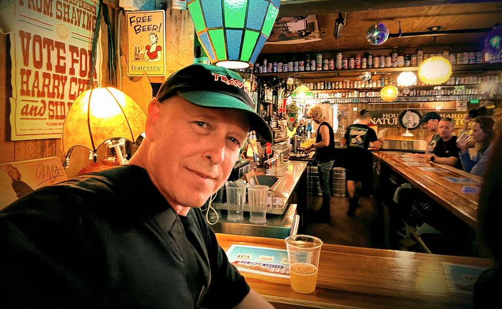 Drinking a Trooper West Coast IPA in the old taproom