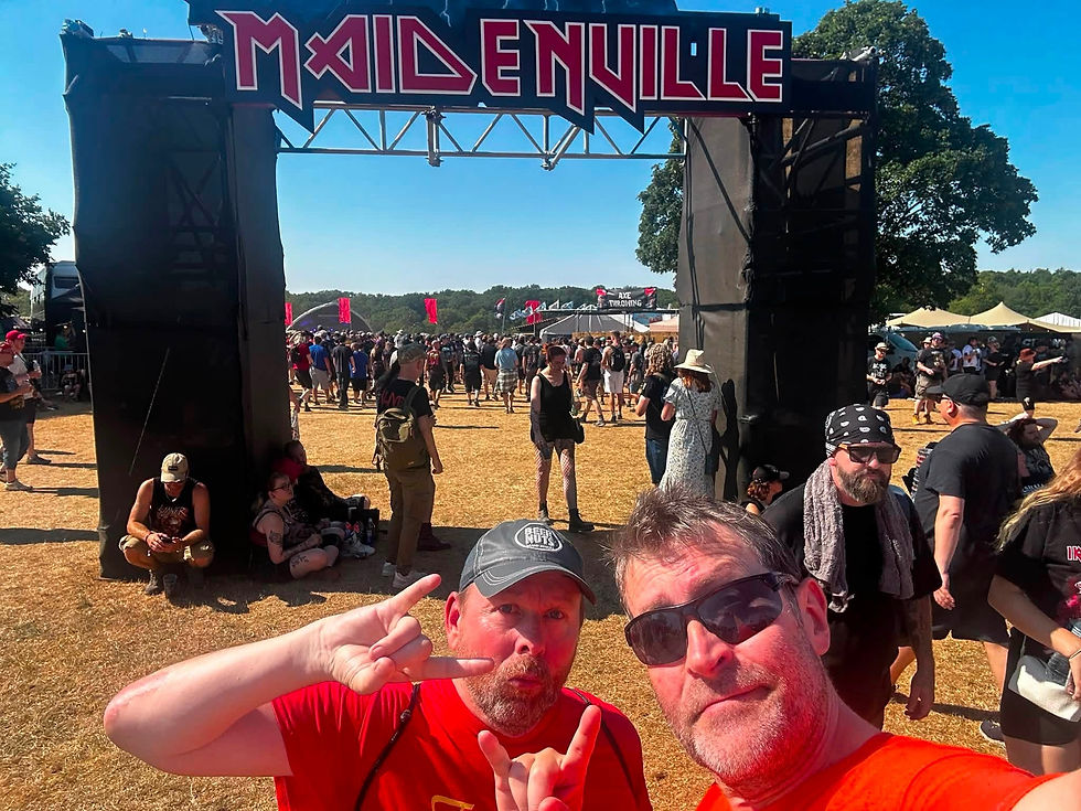 Michael and Dan at Eddfest. They don't just talk the talk ... they sweat in unbearable heat...