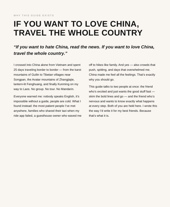 Thumbnail: China Solo Travel Guide — 25 Days, Border to Border (PDF)