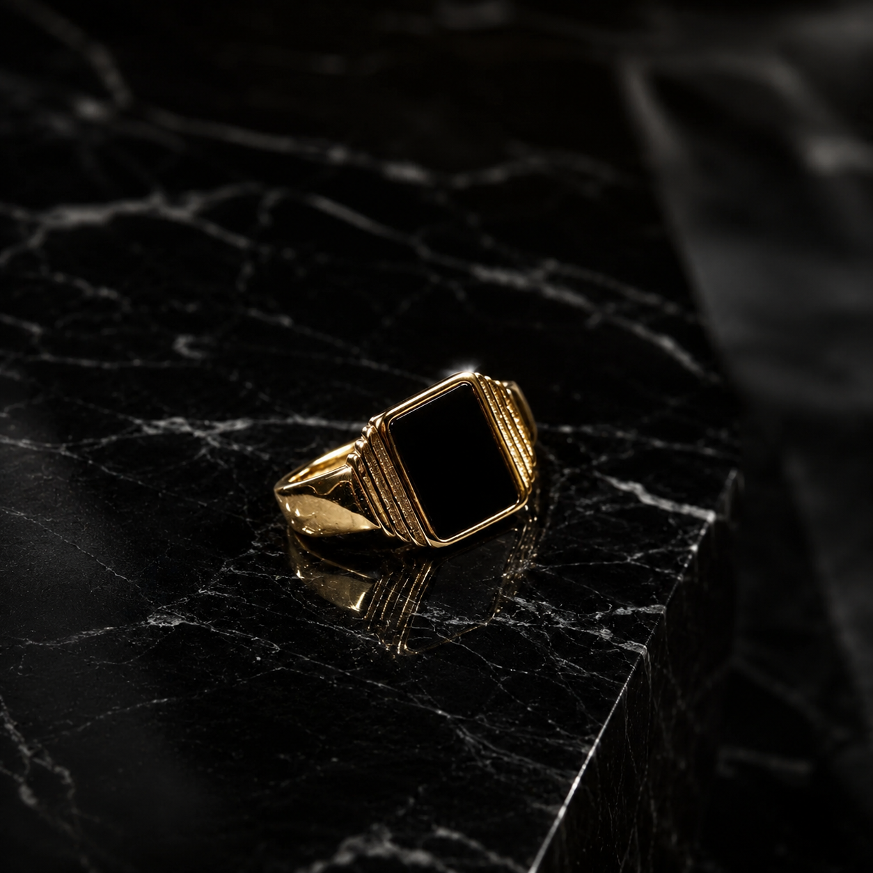 Gold Plated Onyx Ring