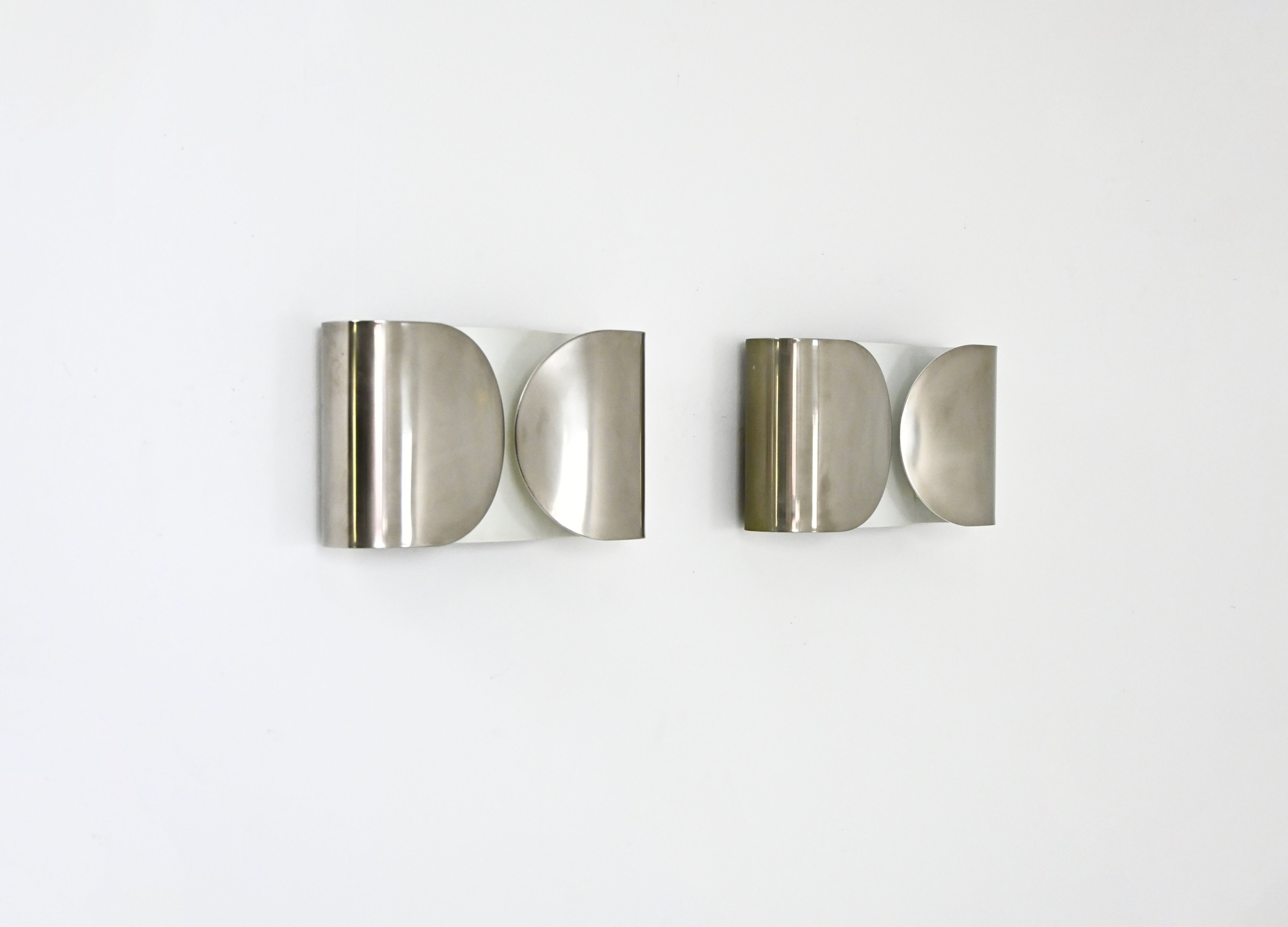 Chrome Foglio Sconces by Tobia & Afra Scarpa for Flos, 1960s, set of 2