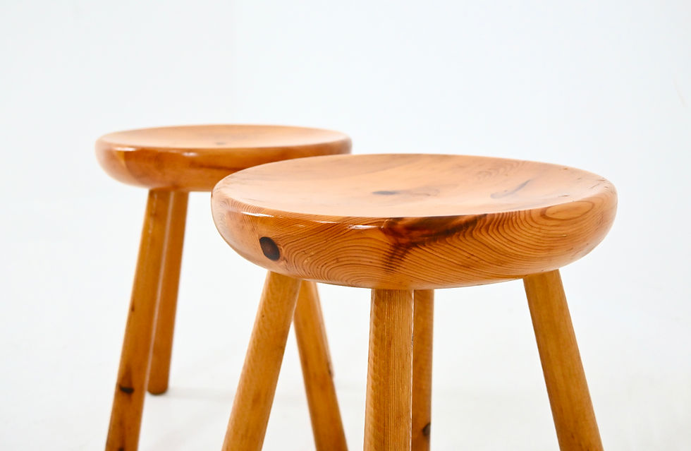 Thumbnail: Stools by Charlotte Perriand for Les Arcs, 1960s, set of 2