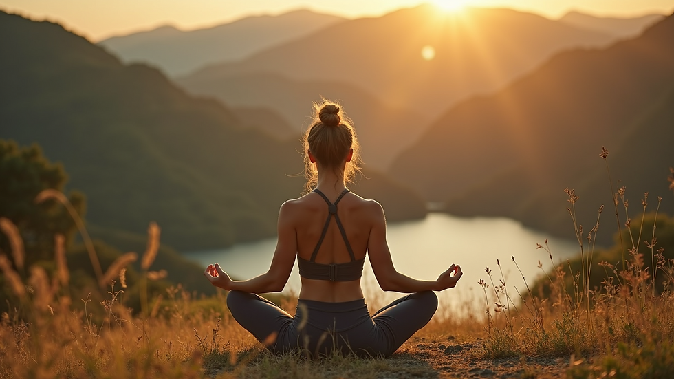 High angle view of a tranquil yoga session in nature