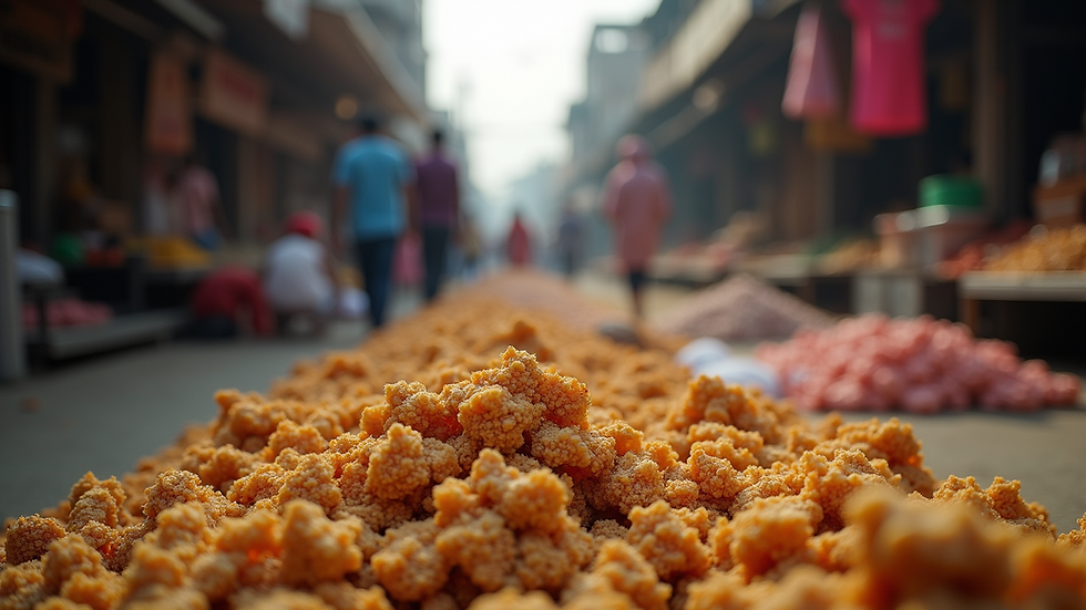 Eye-level view of a bustling local market in Eastern India