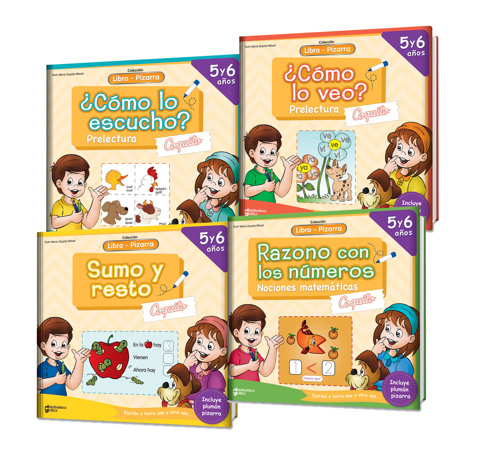 PACK de 4 Libros Pizarra para niños de 5 y 6 años