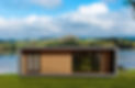 Front view of Glampod Nest, a one-bedroom prefab home designed for modern and sustainable living in New Zealand.