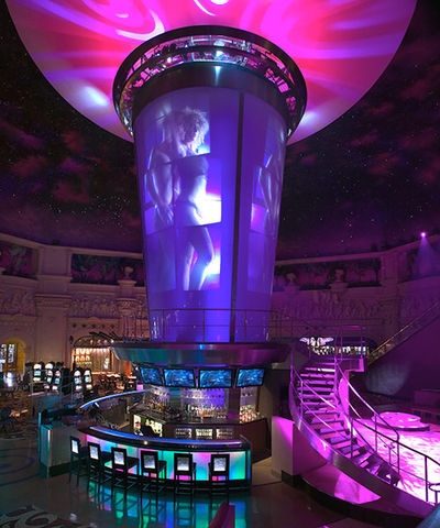 Omegalux 1200 RGB Custom project in Harrah's New Orleans interior