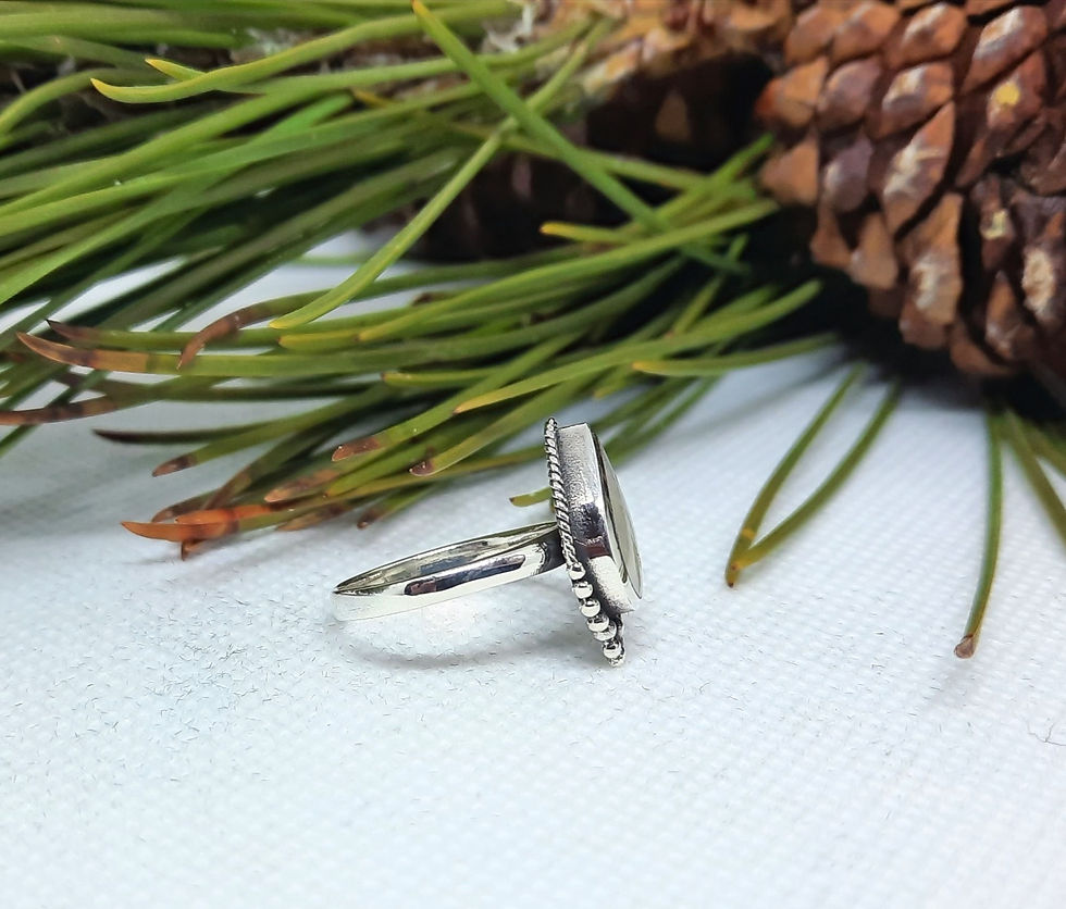 Thumbnail: Genuine Moonstone Tear Drop Shaped Stone Sterling Silver Ring