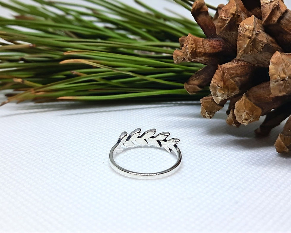 Thumbnail: Spotted Leaves Sterling Silver Ring