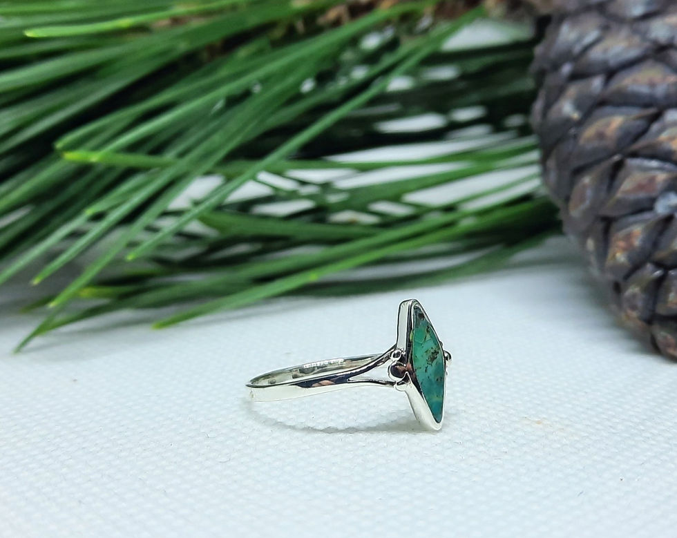 Thumbnail: Marquise Genuine Turquoise Sterling Silver Ring