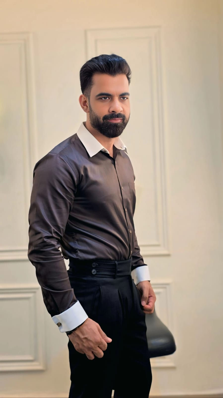 Thumbnail: AviEvie's Men’s Slim Fit Formal Shirt – Chocolate