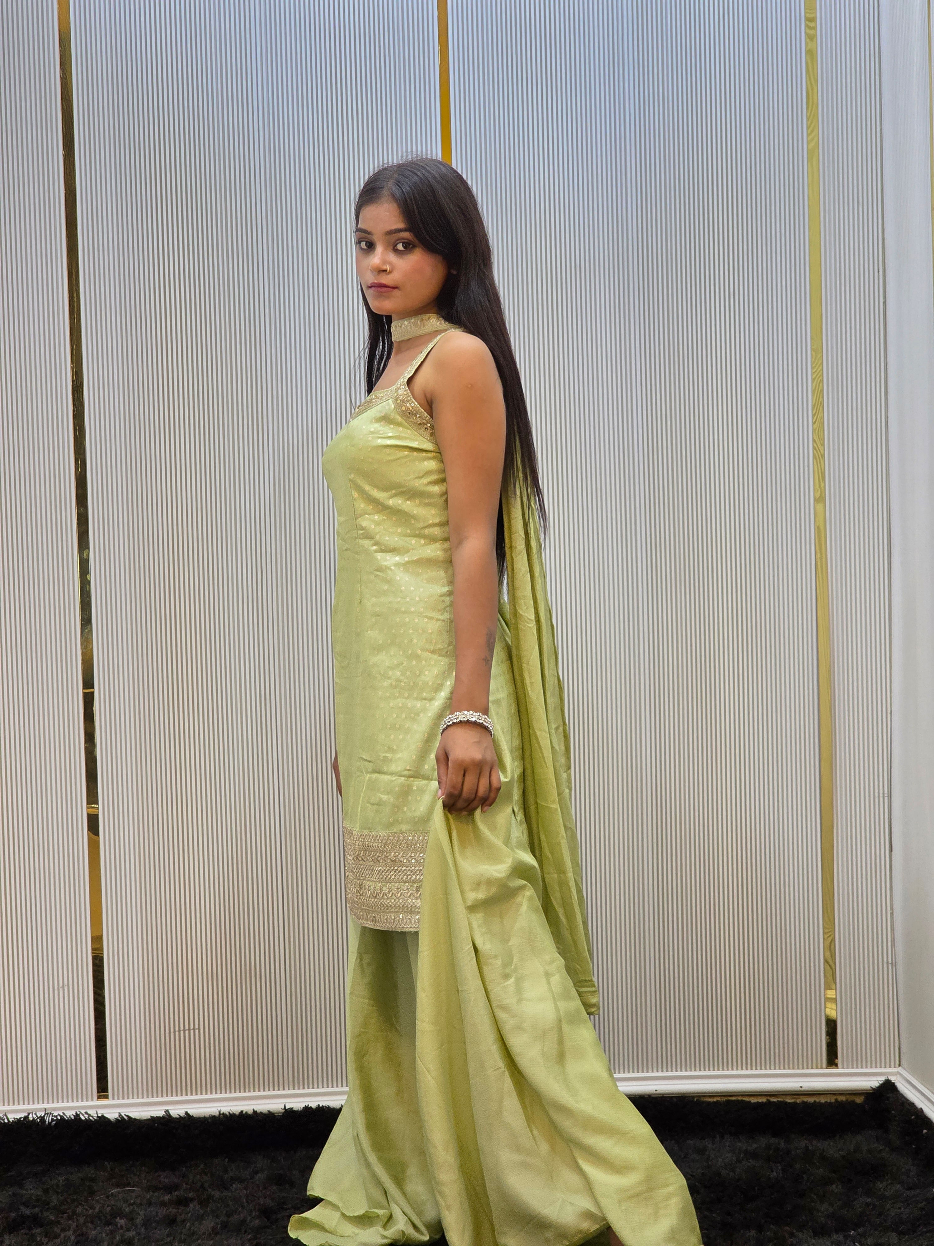 AviEvie's Elegant Women’s Silk Blend Sharara Suit Set – available in 2 colors