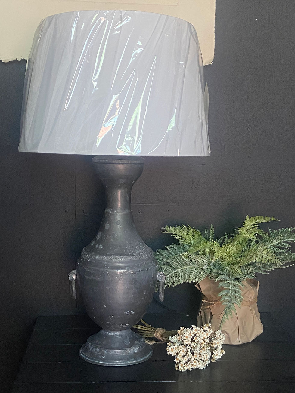 Thumbnail: Heavy Unique French Pewter Lamp Base