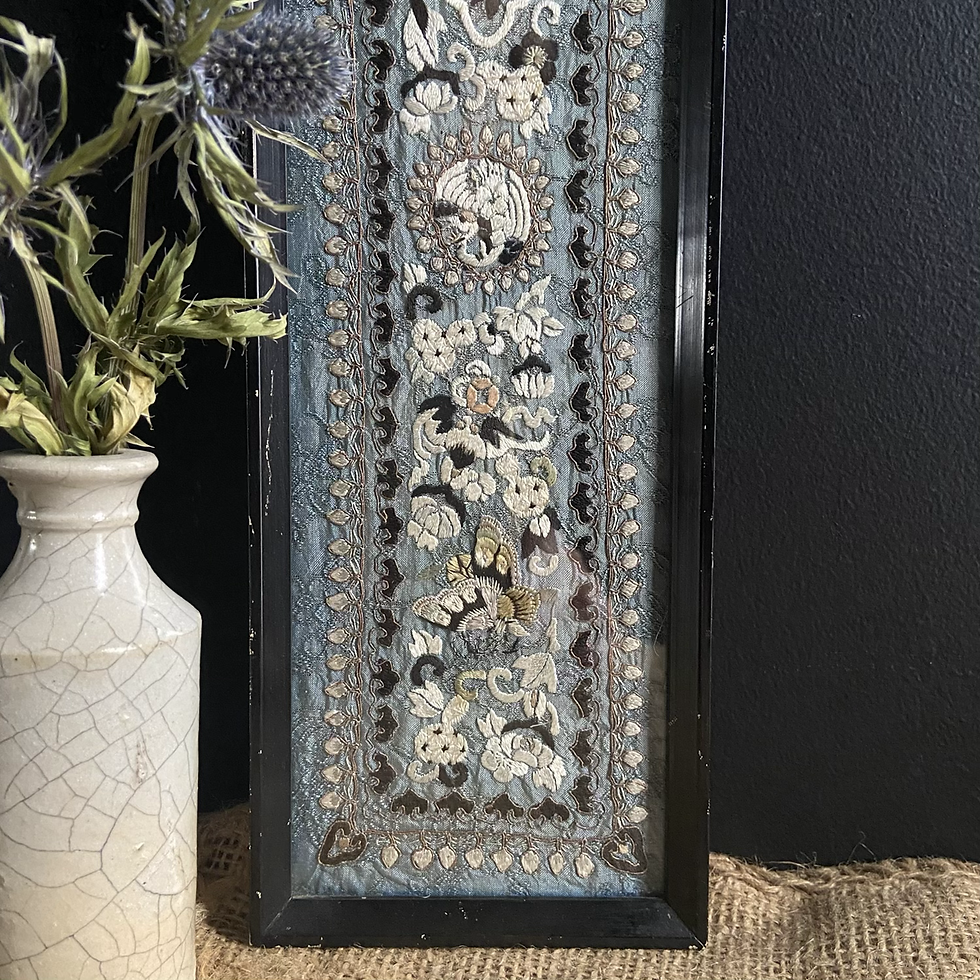Thumbnail: Framed Antique Chinese Hand Embroidered Silk Panel 