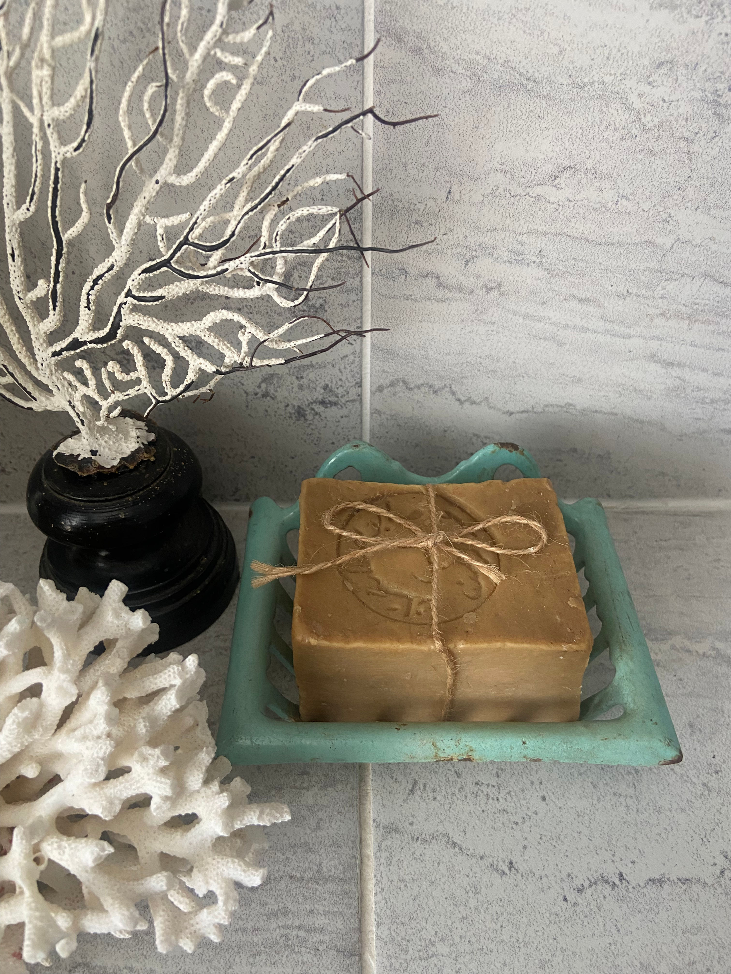 French Vintage Cast Iron Enamel Soap Dish