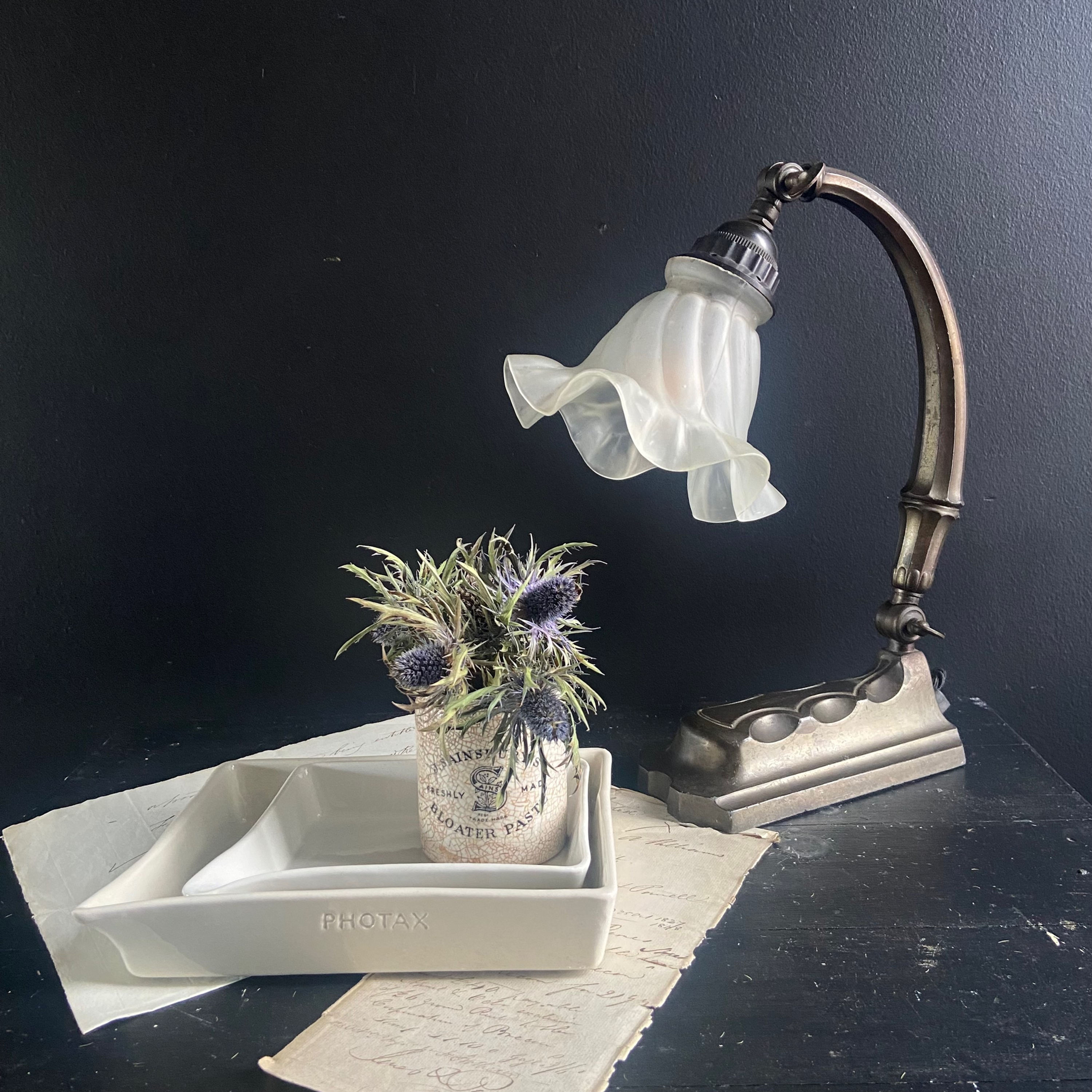 Heavy Vintage Belgian Adjustable Table Lamp 