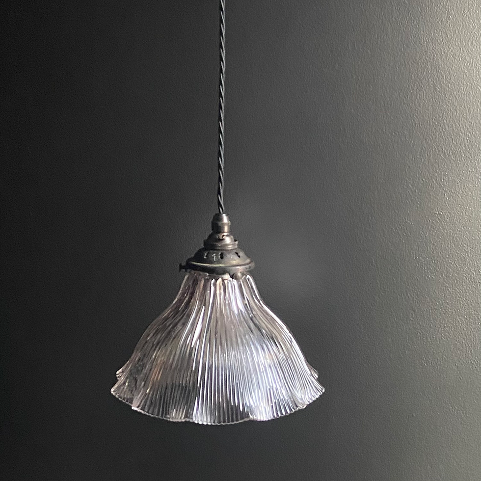 Thumbnail: Antique Holophane Pendant Light Dated 1909 with Original Gallery 