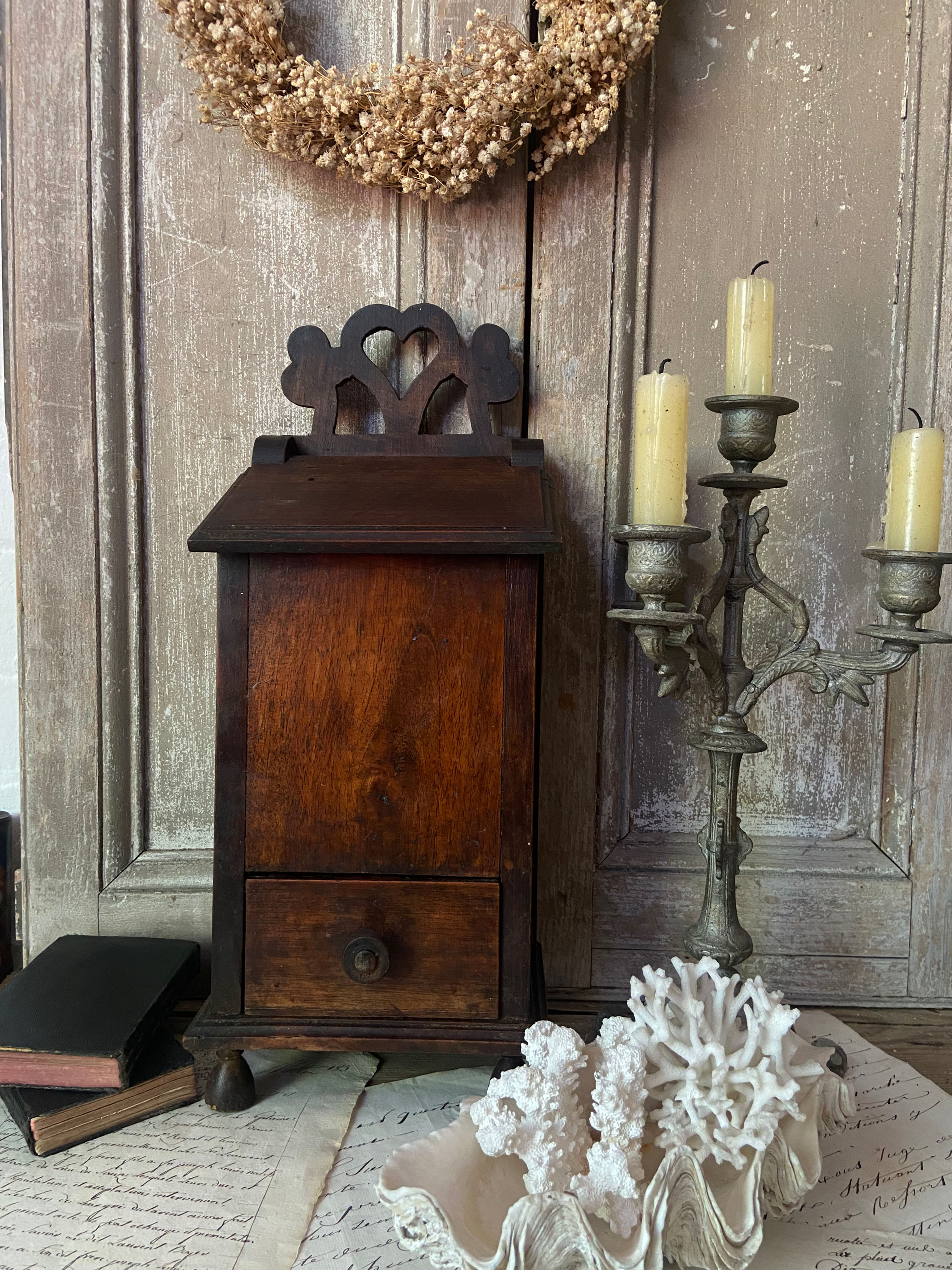 A Very Pretty Antique Candle Box on Lovely Little Feet