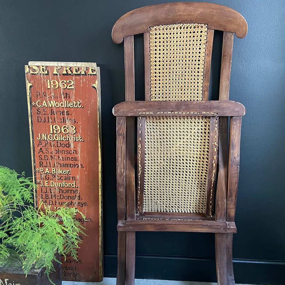 Thumbnail: Wood and Rattan Campaign Chair 