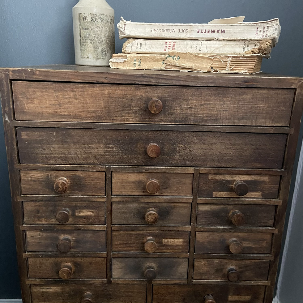 Thumbnail: Vintage French Lamp Makers Drawers #2