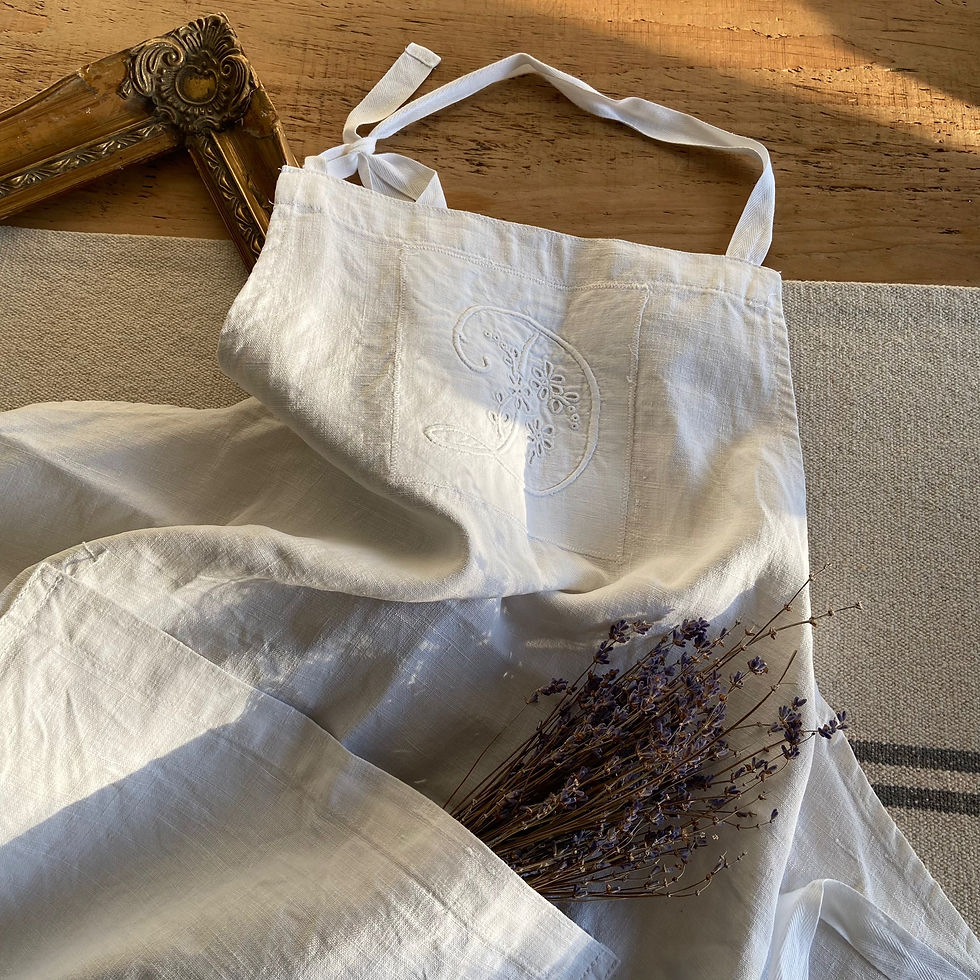 Thumbnail: Apron Hand Made From Vintage French Linen “D”