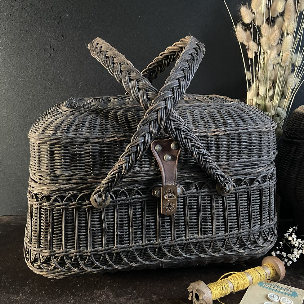 Thumbnail: Large French Vintage Sewing Basket