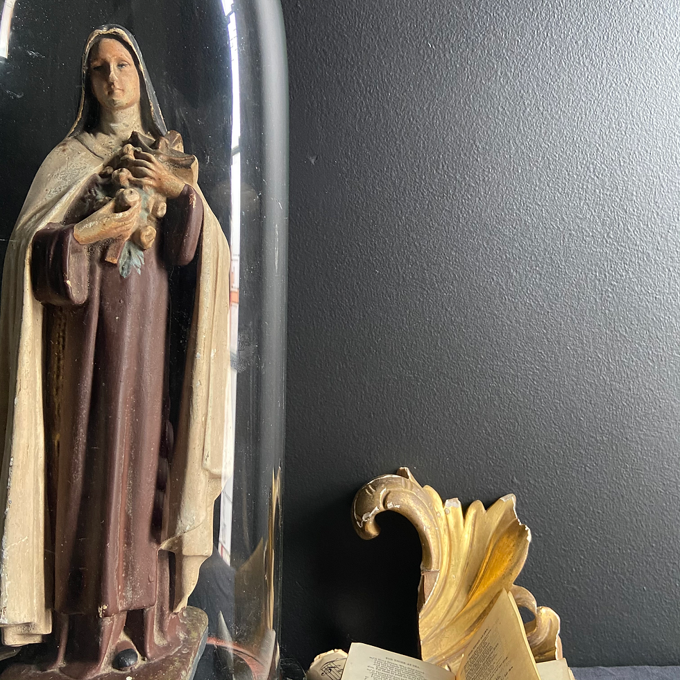 Thumbnail: Maria Therese de Lesieux Figure in Oval Antique French Dome