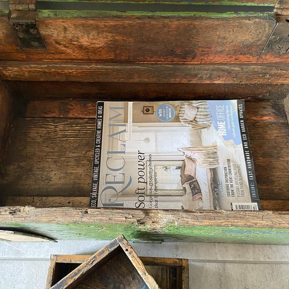 Thumbnail: Green Chippy Paint Vintage Trunk 