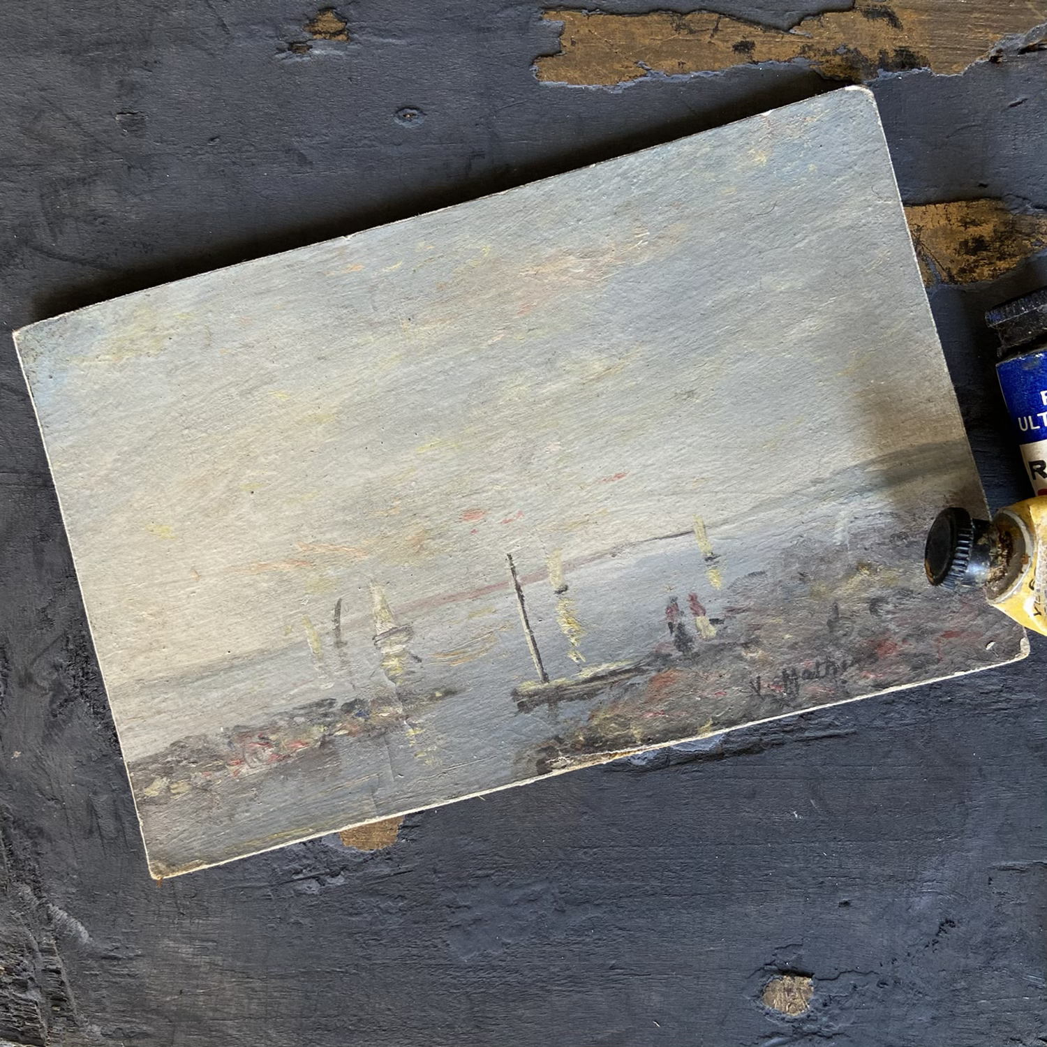 Postcard Size Watercolour Boat Painting 